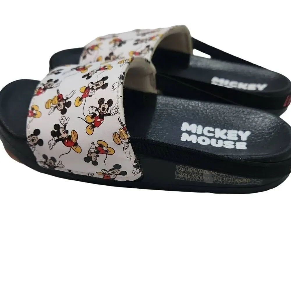 Mickey Mouse Kids Size 9/10 Black White Mickey Mouse Slides